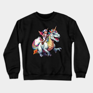 Boy Unicorn Riding Dinosaur, T-Rex Funny Unicorns Party Rainbow Squad Gifts for Kids Boys Girls Crewneck Sweatshirt